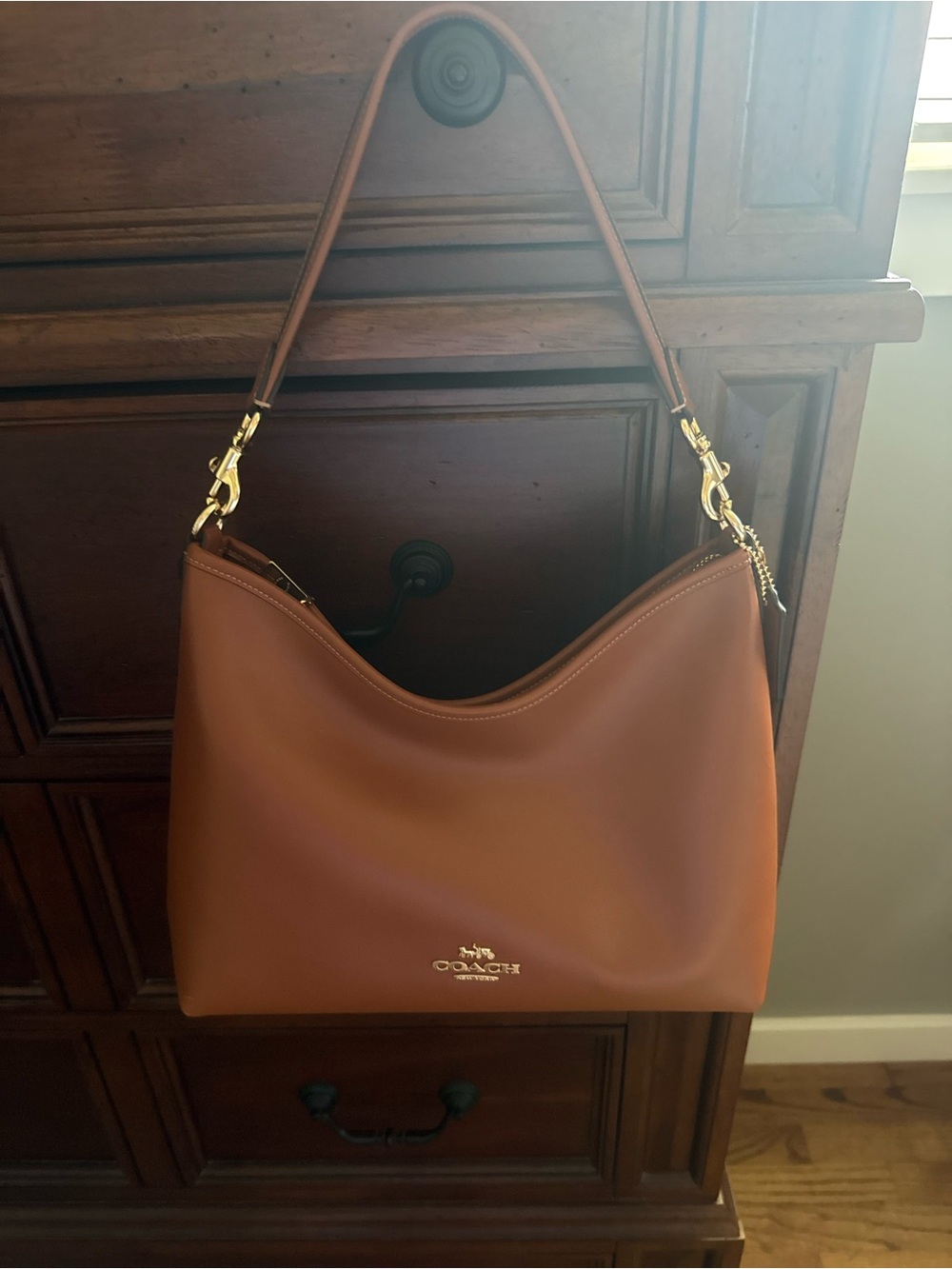 Coach Laurel Tan Leather Shoulder Hobo with Gold Hardware